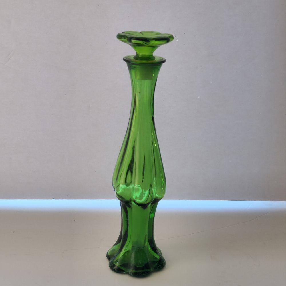 Vintage Green Glass Bud Vase